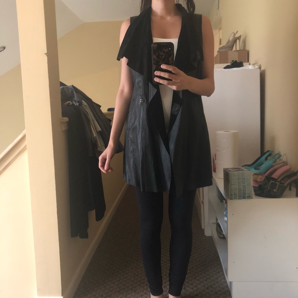 Leather and suede vest